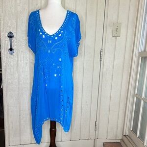 Johnny Was Blue Swim Coverup with Elegant Design